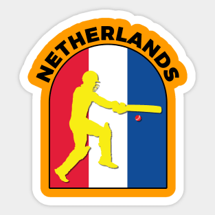 Netherlands Cricket Batsman Netherlands Flag Sticker